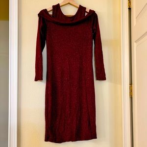 Red cold shoulder sweater dress. Size M. So cute and flattering!